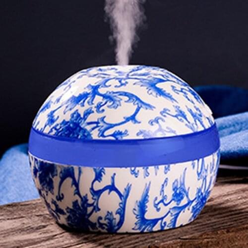 Blue & White Porcelain Ultrasonic Humidifier Air Humidifier Aroma Essential Oil Diffuser Aromatherapy for Home Office SPA