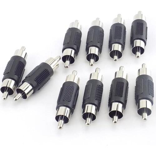 10pcs/lot Video Adapter RCA Male to Male Connector RCA Coupler Plug Audio Adapter for CCTV Camea Microphone Cable Connection