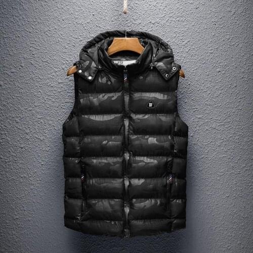 New Men Vest Jackets Warm Thick Autumn Winter Casual Hooded Coat Sleeveless Male Solid Zipper Hoodies Down Vest Outdoor