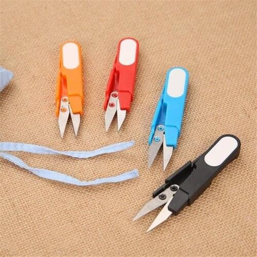 1 Pcs Plastic Handle Safety Cover Sewing Scissors Thread Embroidery Cross-stitch Cutter Cutter U Shape Scissor DIY Supplies Tool