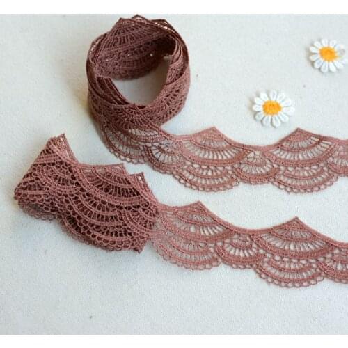 2 Meters Delicate Lace Ribbons Water Soluble Coffee Color Lace Trims Fabric for Dress Garment Sewing Accessories Decoration
