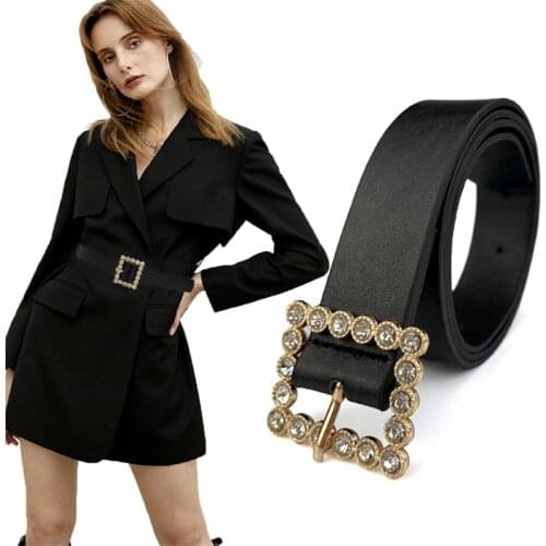 2021 Fashion Belts for Women Pin Buckle Pearl Imitation Leather PU Belts