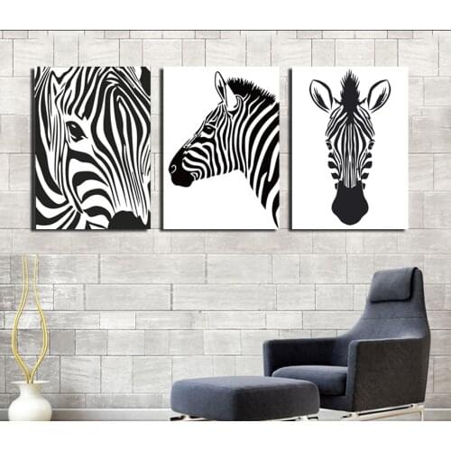 3 pieces cartoon portraits zebra picture printed on canvas painting school children room decoration art wall poster image FA320