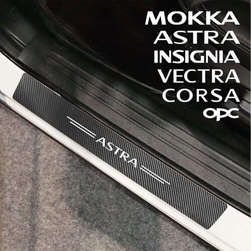 4pcs Car Side Door Carbon Leather Stickers For Opel Astra Corsa Insignia Mokka OPC Vectra Auto Sill Plate Protector Accessories