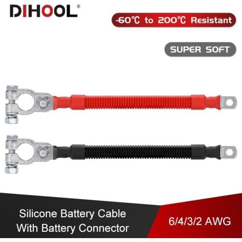 6/4/3/2 AWG Battery Connection Cable,Super Soft Silicone Wire with Lug,Car Inverter Wire,UPS,Battery Serie and Parallel Connect