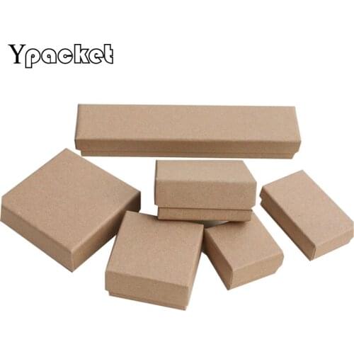 60pcs/Lot Kraft Paper Box For Jewelry Gift Boxes Square Jewelry Organizer Shape Box Engagement Ring For Earrings 7x7x3cm