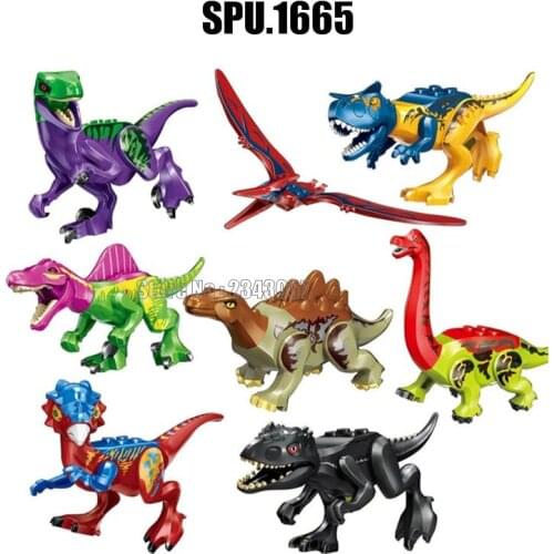 Yg77070 8set Jurassic Dinosaur Pterosauria Triceratops Indominus T-rex Building Block Toy