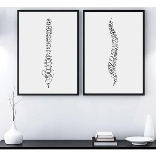 Abstract Spine Vertebrae Poster Medical Anatomy Canvas Print Skeleton Wall Art Painting Minimalist Wall Pictures Clinic Decor