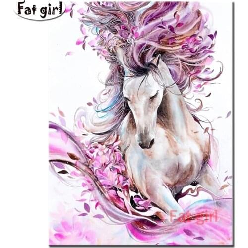 100%Full Drill 5D Diy Diamond Painting Pink Flowers And Horse Square/Round Rhinestones Embroidery Mosaic Cross Stitch Home Decor