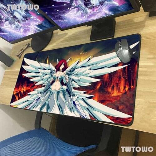 Anime Cool Armor Custom Large Computer Desk Mat Black Lock Edge Fairy Tail Erza Scarlet Office Mouse Pad Rubber Non-slip Xxl
