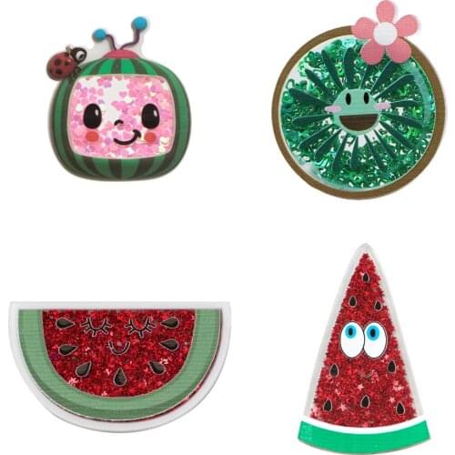 Watermelon Quicksand Acrylic Planar Resins Cabochons Flatback 1pcs,DIY Craft Supplies Jewelry Accessories Hairbows DIY,1Yc15439