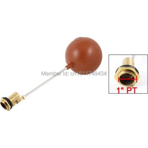 Tank Pool Liquid Level Red Plastic Floating Ball Float Valve 1" PT Threaded 2pcs