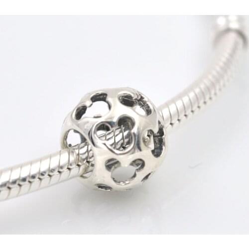 Free Shipping Fits Pandora Charms Bracelet Necklace 925 Sterling Silver Openwork Mickey Charm Bead DIY Women Jewelry Making
