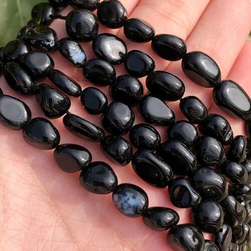 8-10mm Natural Stone Irregular Black Obsidian Beads for Jewelry Making Wholesale Freeform Stones Diy Necklace Bracelet 15inches
