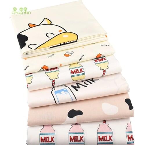 Chainho,Cow & Milk,Cartoon Printed Twill Cotton Fabric,DIY Quilting Sewing For Baby&Children Sheet,Pillow,Cushion,Toys Material