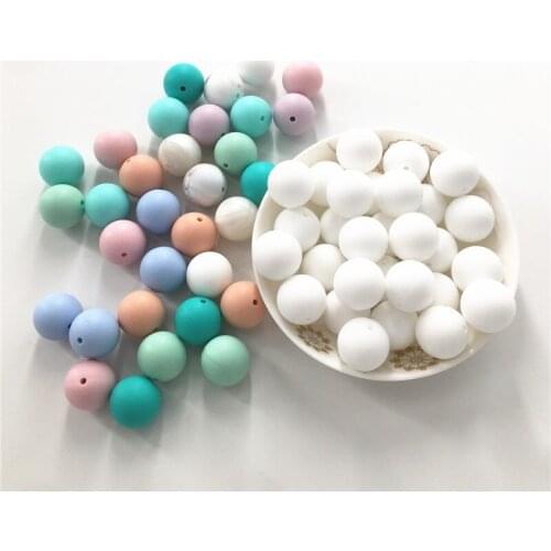 Chenkai 100pcs 9mm 12mm 15mm 19mm BPA Free Loose Silicone Teether Beads DIY Baby Shower Jewelry Sensory Toy Pastel Color