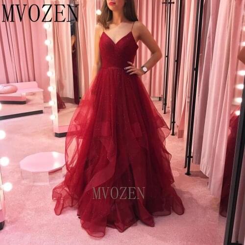 Burgundy Evening Dresses Long Spaghetti Strap Pleat Backless Sexy Evening Dress Formal Gowns Party Dress Vestido de festa Longo