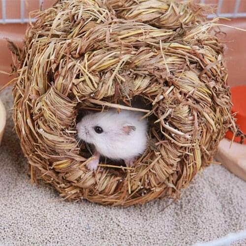 Pet Woven Grass Straw Small Rabbit Hamster Cage Nest House Chew Toy Hedgehog Bed Pet Woven Grass Straw Small Rabbit Hamster
