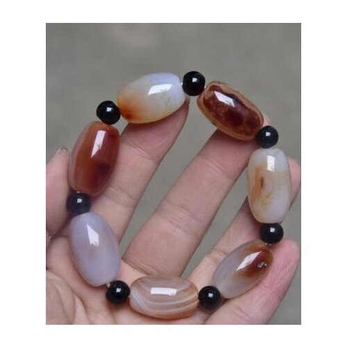 Natural agatebarrel beads 22X15 MM elastic bracelet chakra energy stone