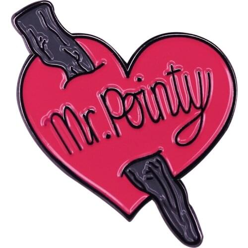Heart Enamel Brooch Cute Red Badge Lapel Pins Jewelry Lettered Mr. Pointy Button Pin Gift for Friends Party Accessory New