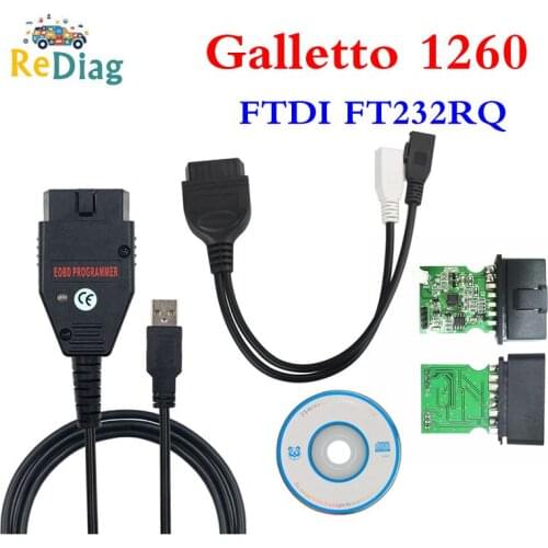 Galletto 1260 ECU Chip Tuning Tool EOBD Flasher ECU Flasher Green PCB FTDI FT232RQ Read&Write Free Shipping