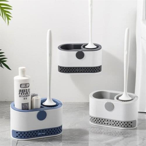 Bathroom Cleaning Tool Toilet Brush Soft Long Handle Cleaner Storage Box