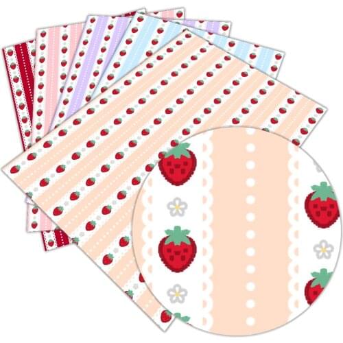 Strawberry Printed Faux Leather 30 cm x 136 cm for DIY Sewing Material For Garments L097
