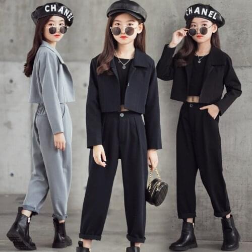Autumn New Girl Middle School Child Parent Child Outfit Small Suit Stylish Suit INS Popular Logo Personality Two Sets
