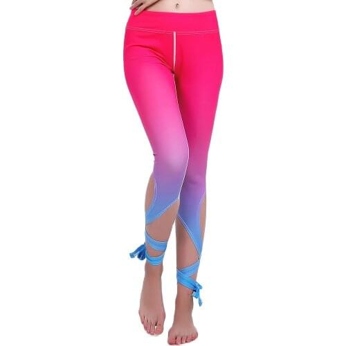 Red Blue Gradient Yoga Dance Leggings Fitness Bandage Pants S To 3xl Plus Size Gym Yoga Sports Leggings 4 Patterns