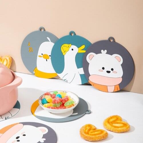 Creative Home Kitchen Round Thick Cartoon Silicone Anti-scalding Mat Dining Table Bowl Mat Coaster Heat Pad Modern Home Decor
