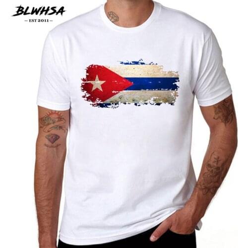 BLWHSA Cuba Flag T shirt Men Fashion Short Sleeve Round Neck Brand Printing T-shirts Hip Hop Cuba Flag Funny Men Tshirts
