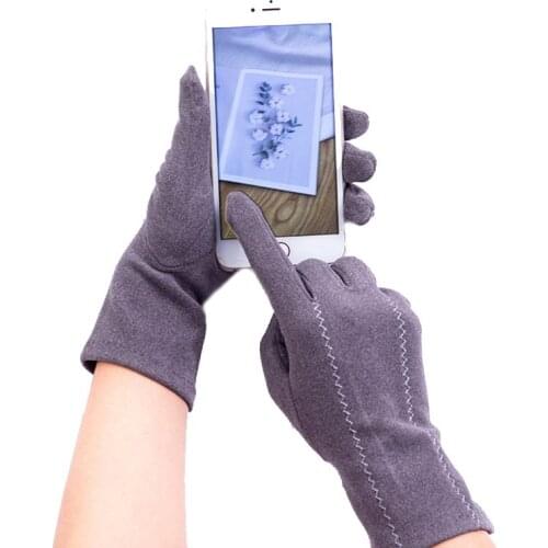 Women Autumn And Winter Thin Section Keep Warm Touch Screen Windproof Outdoor Cycling Drive High Elasticity Simple Style Gloves