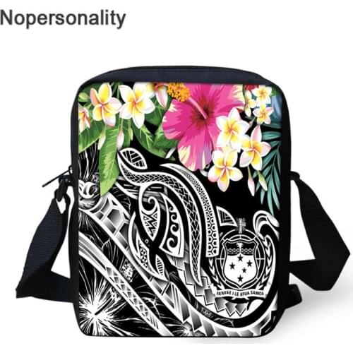 Nopersonality Casual Mini Crossbody Bag Polynesian Samoan Hibiscus Printing Women Shoulder Bag Girls Messenger Phone Bag