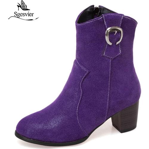 Sgesvier Chelsea Boots Female PU Leather Women Boots High Heel Ankle Boots For Women Round Toe Winter Shoes Women Platform Shoes