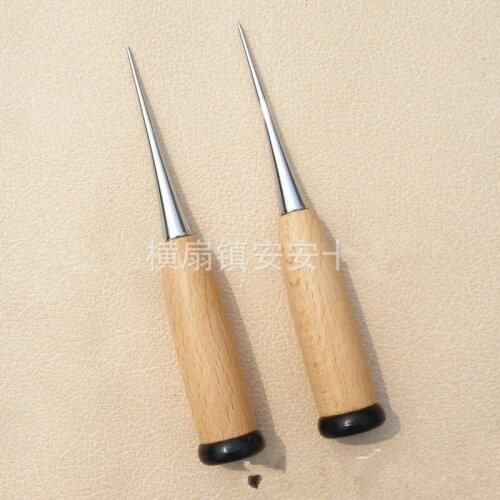DONYAMY 1PCS Wooden Handle Tip Awl Leather Tool Sewing Carving Awl for Leather Craft Stitching DIY