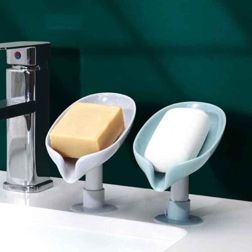 Lotus Leaf Soap Dish Drain Box Drain-free Suction Cup Wall-mounted Soap Rack Type Vertical Suction Cup Rack Bathroom Supplies