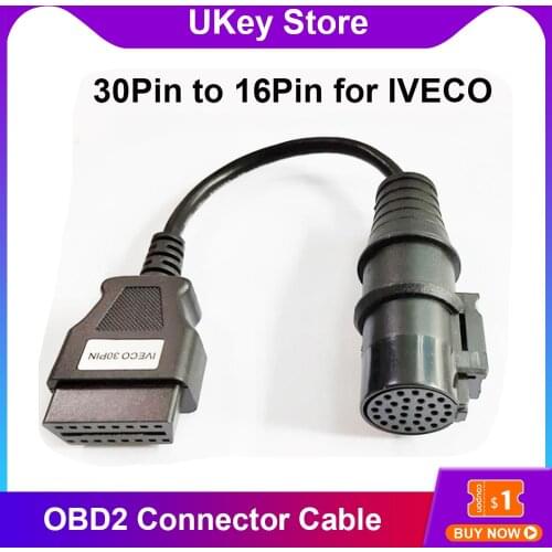 High quality OBD2 Adapter For IVECO 30Pin to 16Pin Female Truck Cable OBDII Car Diagnostic Connector Cable