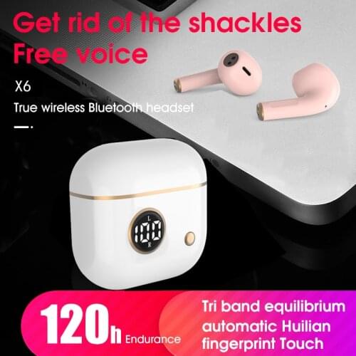 X6 Earphone Bluetooth TWS 120H Wireless HiFi Stereo Heavy Bass Headset Sports Headphones Waterproof Earplugs For Huawei Xiaomi