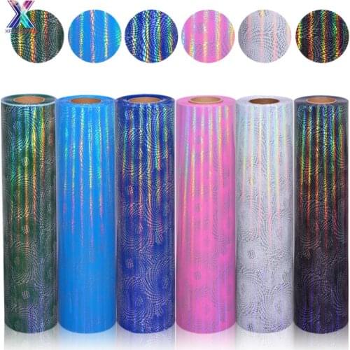 XFX HTV Free Shipping 50x150cm Holographic Laser Black & White Heat Transfer Vinyl Iron for TShirt Craft Decoration Cricut Heat