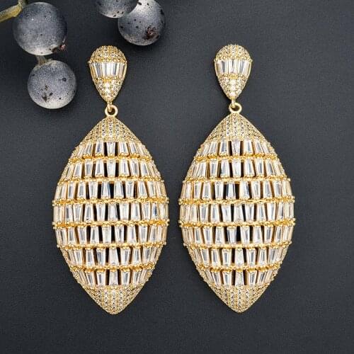 ModemAngel Luxury Geometry Full Mirco Paved Cubic Zirconia Dubai Naija Women Wedding Earring Fashion Jewelry