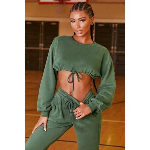 2 Piece Set Women Tracksuit 2021 Spring Clothes Full Sleeve O-neck Pullover Crop Top and Pants Sports Jogging Suit Womens Sets