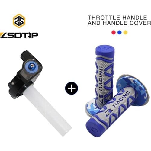 ZSDTRP Grips Settle Twist Throttle Clamp + Handle Cable For Honda Kawasaki Motorcycle Pit Dirt Bike Motocross ATV Offroad Quad