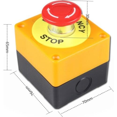 1PCS Plastic Shell Red Sign Push Button Switch DPST Mushroom Emergency Stop Button AC 660V 10A NO+NC LAY37-11ZS