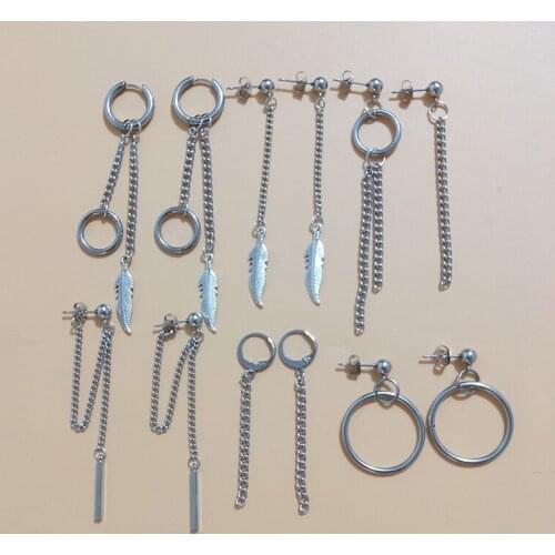 12Pcs/set KPOP Bangtan Boy Album JIMIN Chain Drop Earrings Korean Fashion Jewelry