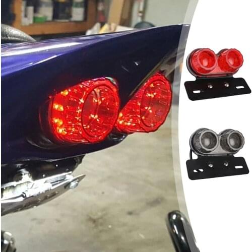 12V Universal Motorcycle Signal Lights Twin Dual Motorbike Taillight Rear Lamp LED Integrated Tail Light Twin Light License Plat