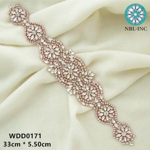 30pcs) wedding dress silver rose gold crystal rhinestone applique iron on for wedding dress belt WDD0171