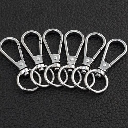 49*19mm Silver Metal Spring Keychain DIY Jewelry Accessories Backpack Buckle Pet Traction Rope Hook Buckle Rotate 360 Degrees