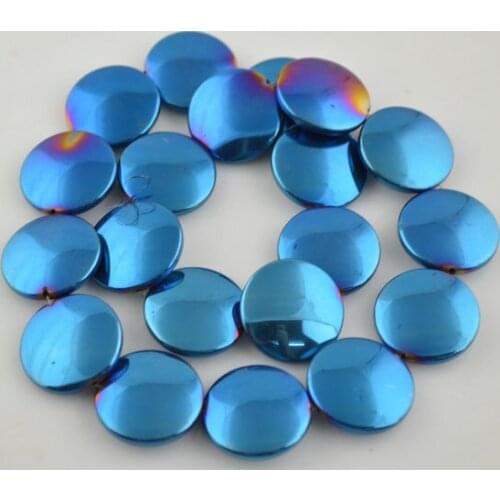 5pcs Coin Beads With Navy Blue Color Plating Hematite Beads Super High Quality Jewelry Making Materials