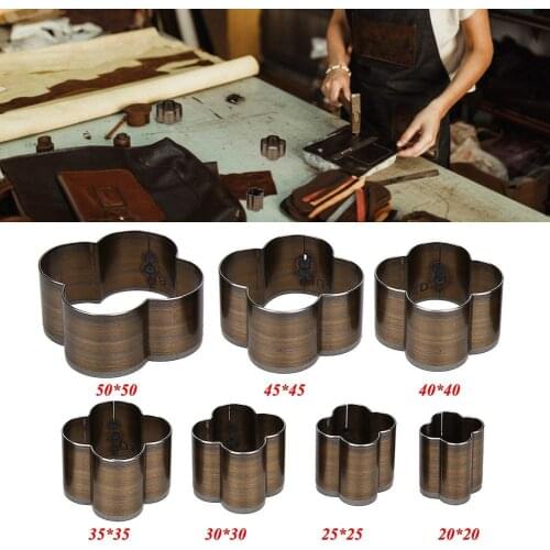 7pcs Flower Shaped Cutting Mold Punching Die Set Leather Die Cutter Hollow Punching Tool for Handmade DIY Leather Craft