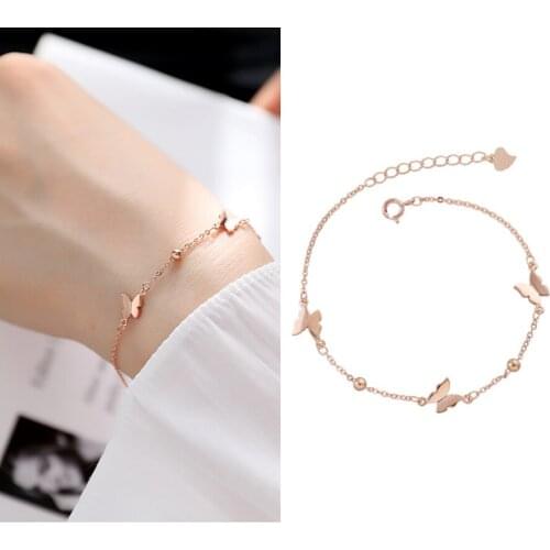 Beadsnice S925 Sterling Silver Bracelet Korean Style Exquisite Design Trendy Fashion Glossy Small Butterfly ID 41128